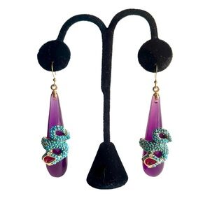 Kenneth Jay Lane Turquoise Snake Drop Earrings